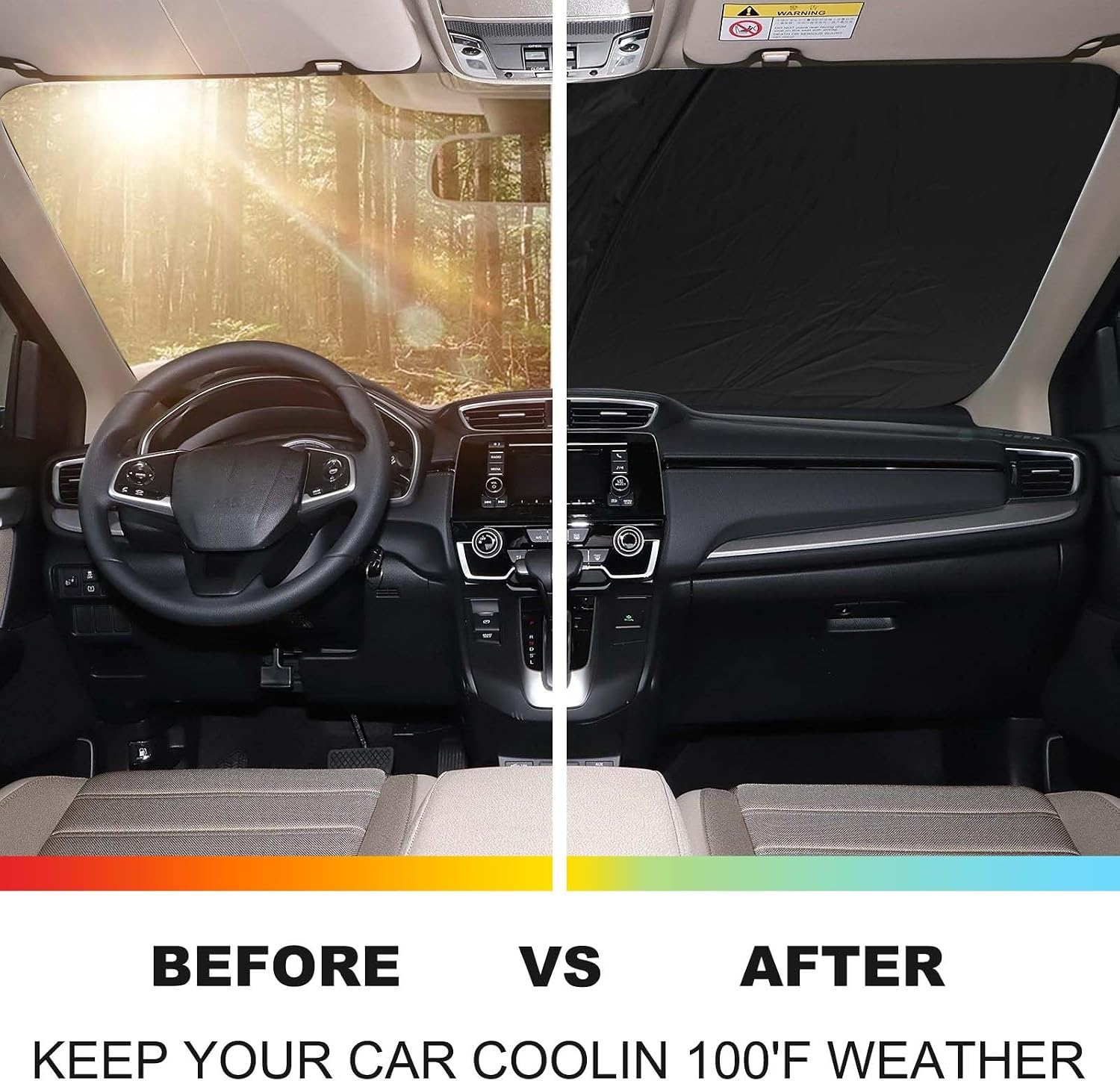PIUGILH Windshield Sunshade Compatible with Honda CRV 2023 2024 2025 2026 Front Window Sun Visor Shield Foldable Reflective Cover (US Flag Black)
