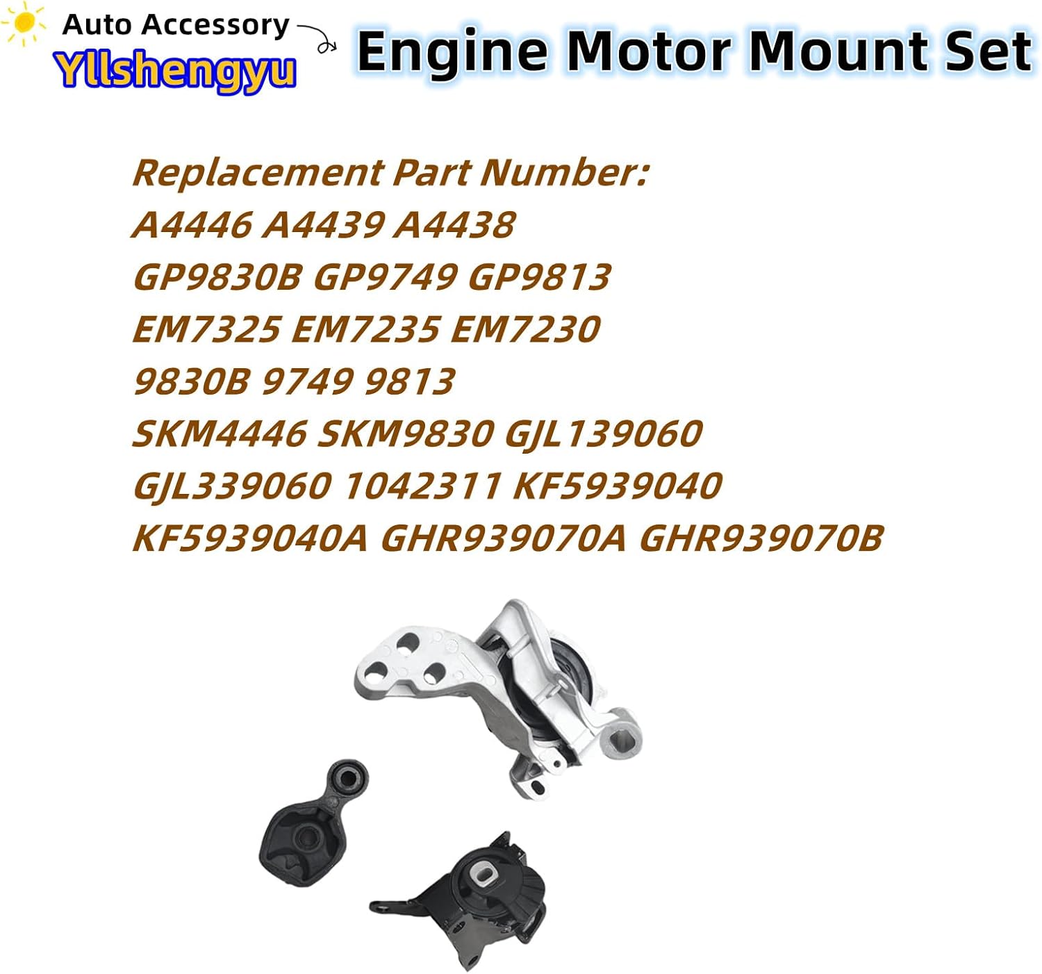 3-Piece Engine Motor Mount Kit - Compatible with Mazda 3 (2014-2018) & Mazda 6 (2014-2017) - Direct Replacement for A4446, A4439, A4438 - Complete Set of 3 Mounts