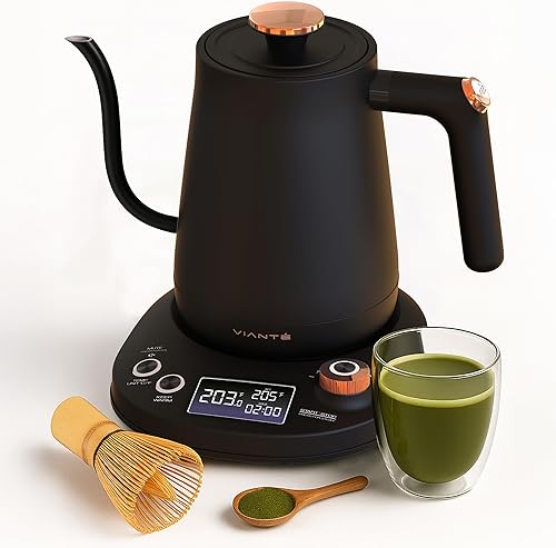Miniatura 10 de Vianté Hervidor de té eléctrico de vidrio con infusor extraíble. Infusor de té caliente para hojas sueltas y té en bolsas. Sin BPA. Acero inoxidable
