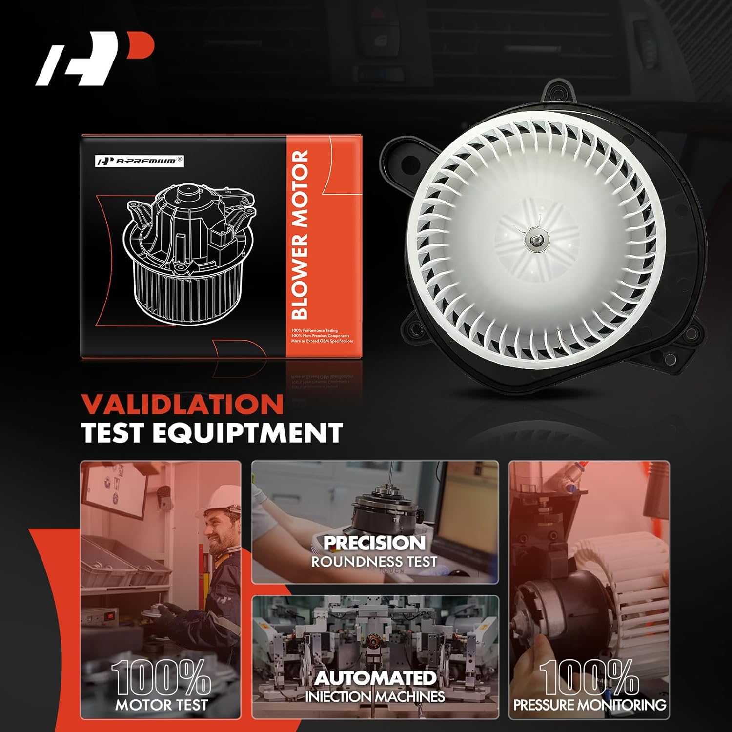 A-Premium HVAC Heater Blower Motor Assembly Compatible with Ford Vehicles - Focus 2008-2011, L4 2.0L/2.5L - Front Side, Replace# 9S4Z19805A, 9S4Z19805B