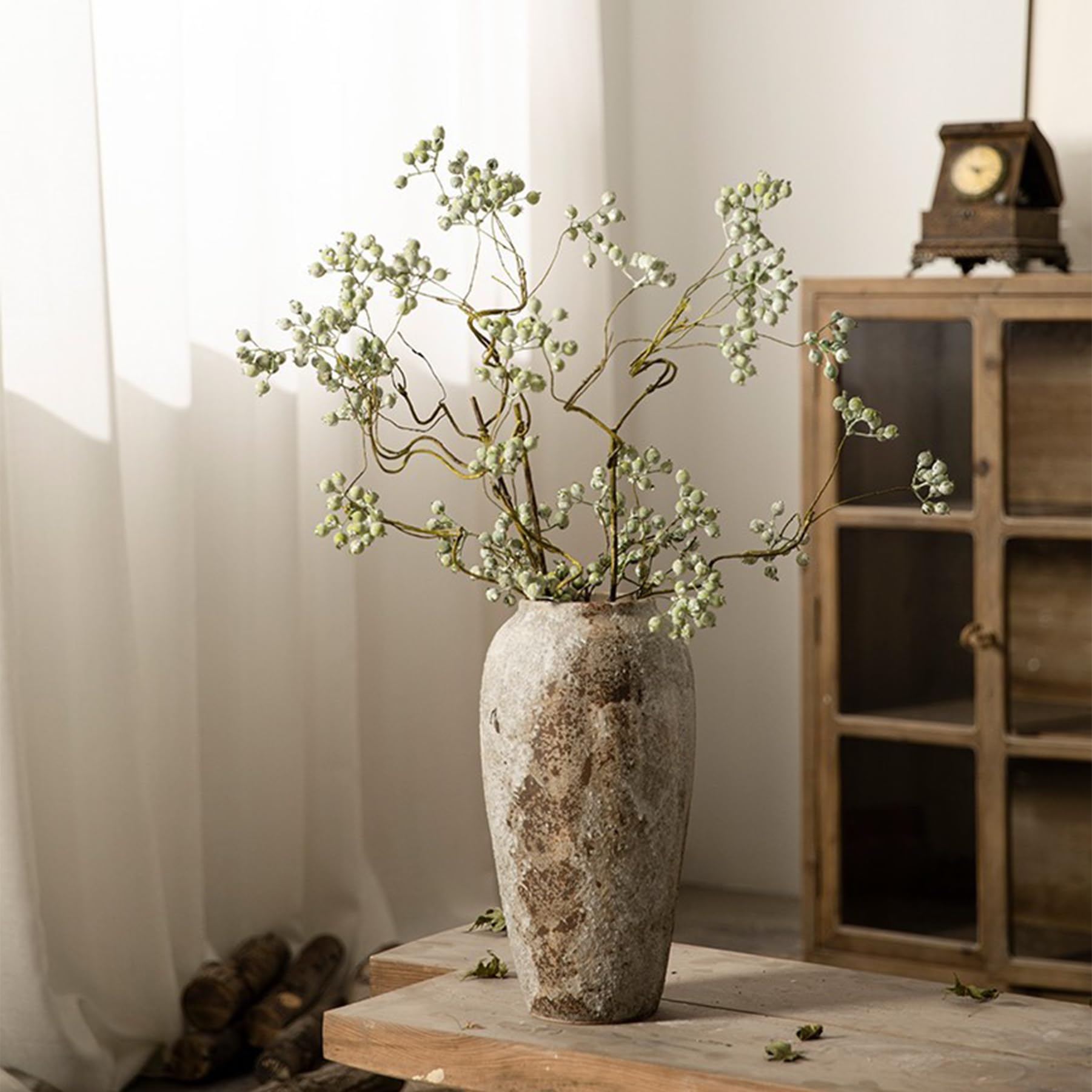 Kokrose Pottery Terracotta Vase, 13.3 Inch Vintage Terracotta Farmhouse Clay Tall Pottery Vase for Table Centerpiece Farmhouse Decor,Large Decorative Vases for Living Room Bedroom Shelf Decor