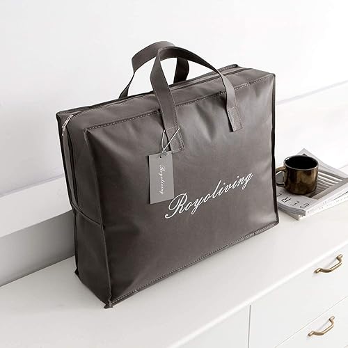 Miniatura 7 de Royoliving - Edredón de plumas de pato gris, pesado, tamaño King, grueso, color turquesa, funda de 100 % algodón, apto para el invierno, con