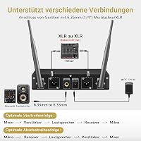 TONOR TW820 Vezeték Nélküli Duál Mikrofon Szett - UHF Professzionális Dinamikus Rendszer Karaoke, Buli, Esküvő, Rendezvény - 60m Hatótáv, Fe 5