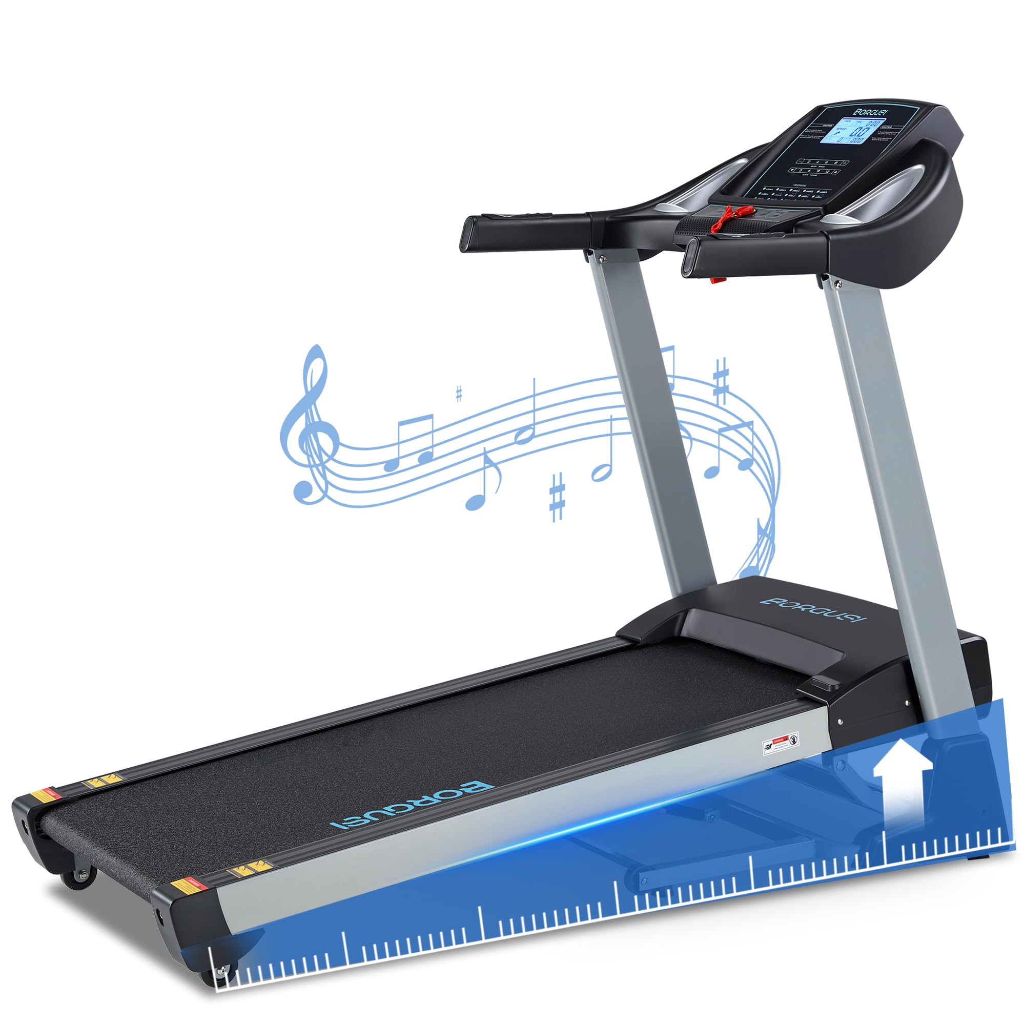 15% Auto Incline Treadmill with Bluetooth Speaker, 20" Wide 3.5HP Folding Electric Treadmill with LCD Display Easy Assembly Running Walking Exercise Machine for Home Use, 350 LBS Capacity