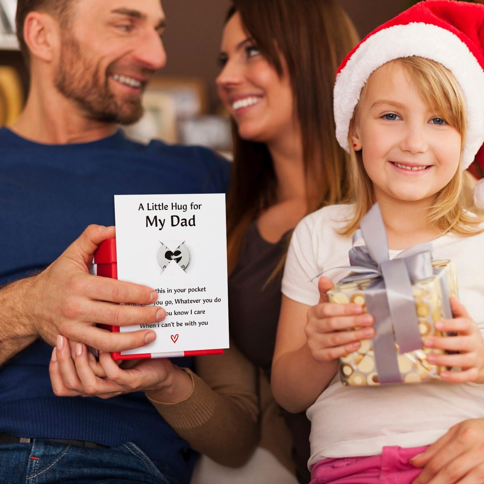 BESPMOSP Pocket Hug Token - Regalo per papà, in acciaio inox, double face, regalo di Natale, festa del papà, regalo di compleanno da parte della figlia, Bambina e papà, Etichettalia unica