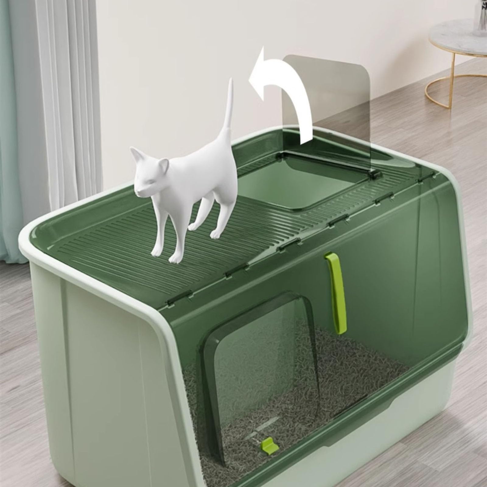 Lettiera per Gatti Lettiera for gatti completamente chiusa, toilette portatile for animali domestici con ampio spazio, ingresso frontale, uscita superiore, vasca for la pulizia dei gatti in plastica f