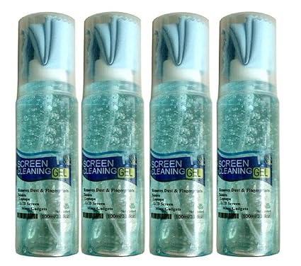 CENQ Screen Cleaning Spray with Microfiber Cloth, Pack of 4, 100ml Bottles | Non-Alcoholic, Odour Free, Gel Based Liquid | for Stain-Free Mobile Screen, Touch Screen Electronic Gadgets and Spectacles