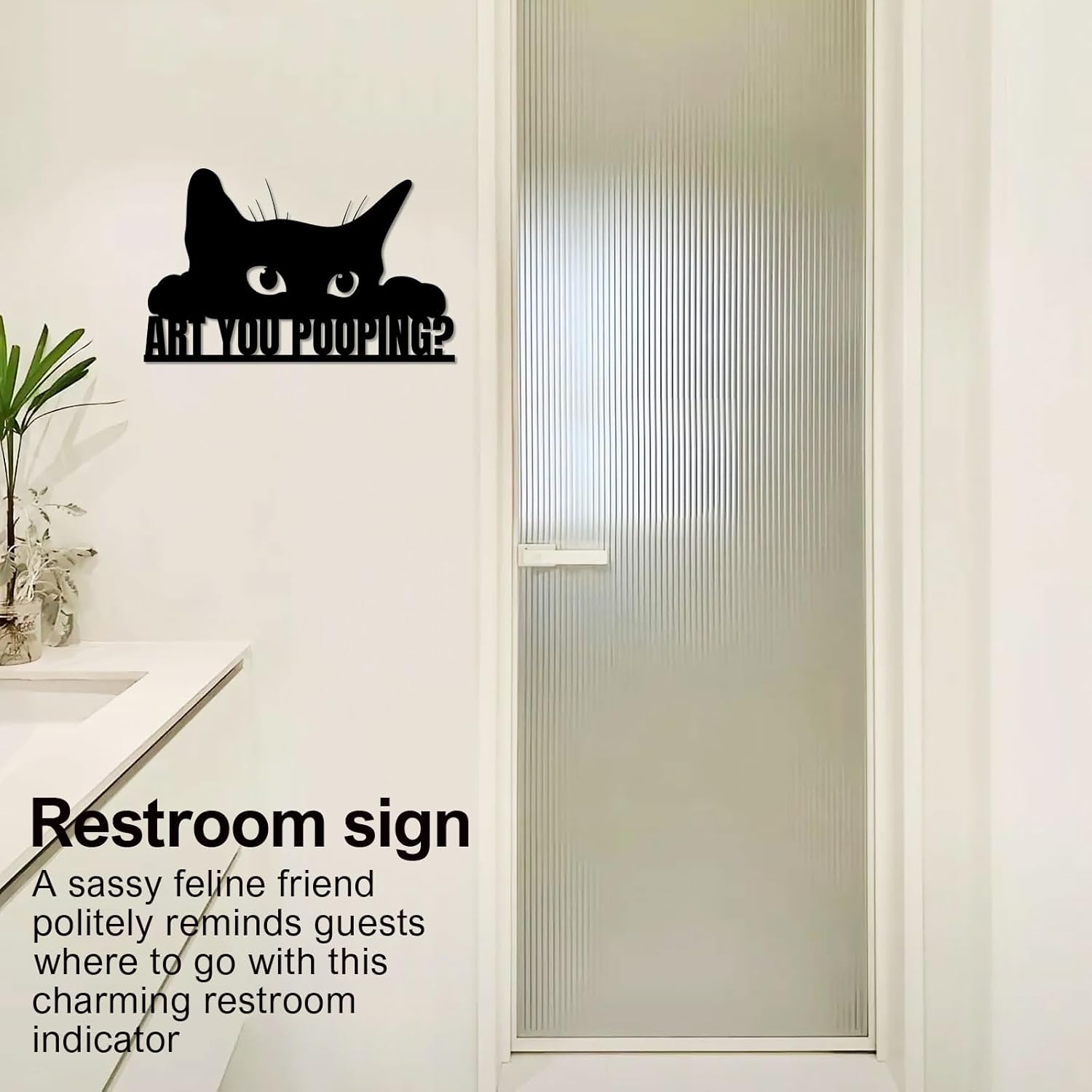 are You Pooping Black Cat Bathroom Decor Wall Art,12x6 Inch Funny Restroom Metal Sign Animal Bathroom Wall Art for Toilet, Cat Lover Gifts for Women Home Decor - Image 7