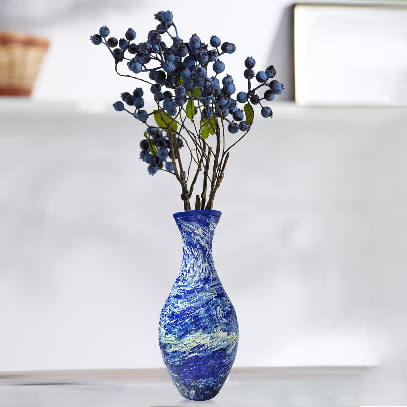 3D Vase, 160 Pieces 3D Jigsaw Puzzles for Adults, Unique Arts and Crafts for Adults, Plastic Puzzle Flower Vase, Oriental Floral Ornament for Flowers Arrangement and Home Office Decor(style B)