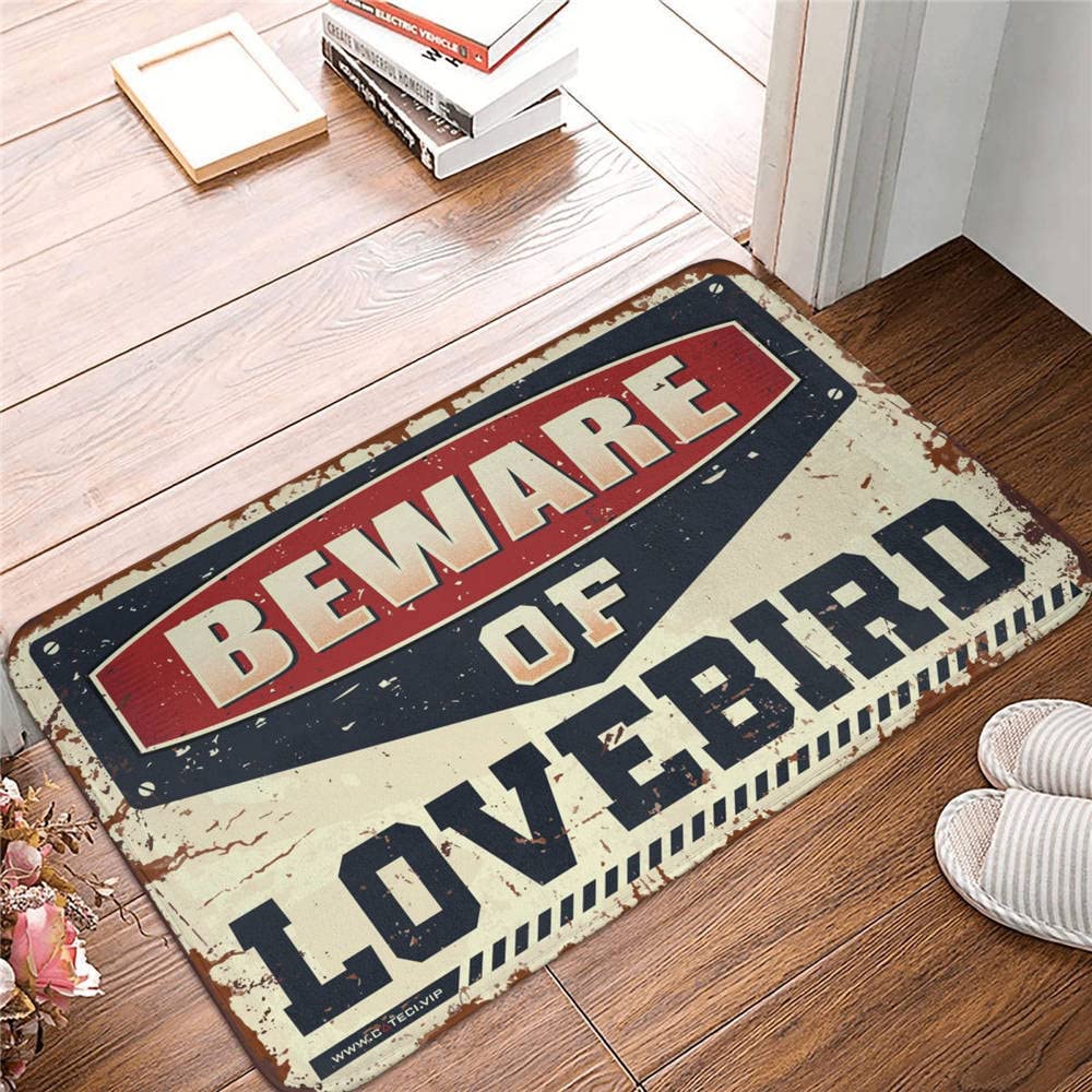 Tapis d'extérieur automne Beware of Lovebird pour porte d'entrée 50x80cm