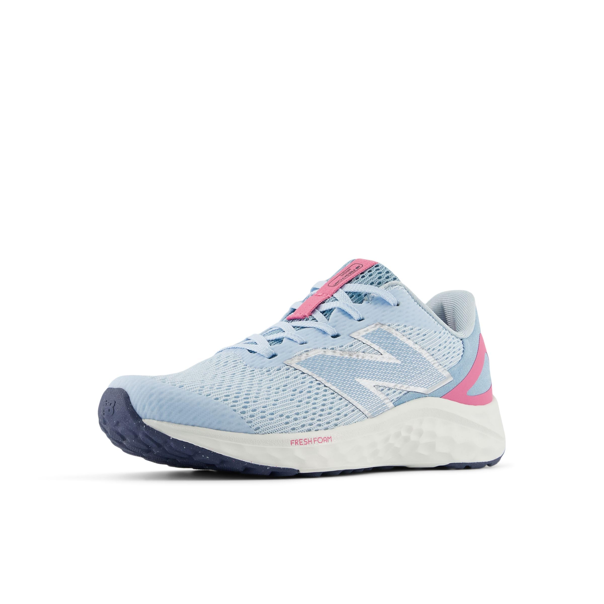 New Balance Tenis unisex para niños Fresh Foam Arishi V4 con cordones, Azul cantera/rosa real/azul cromado, 6 Big Kid