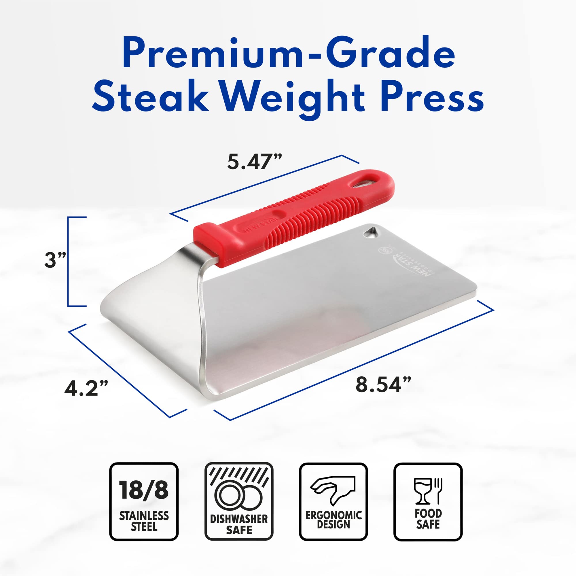 New Star Foodservice 1029079 Extra Heavy Duty Edelstahl 18/8 Steakgewicht/Grillpresse, 21,6 x 10,8 cm