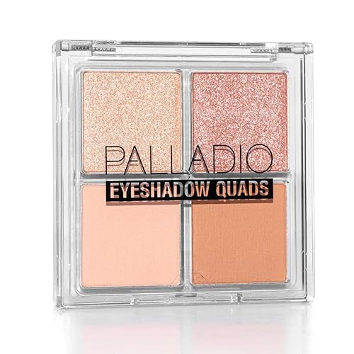Miniatura 29 de Palladio Sombra de ojos cuádriceps, mate mezclable pigmentado aterciopelado, acabados metálicos y brillantes, fórmula cremosa, paleta de sombras