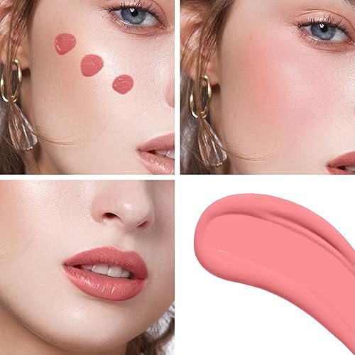 Miniatura 6 de FV Rubor líquido, rubor en crema de larga duración y mezclable para mejillas, maquillaje de rubor húmedo de alta pigmentación, rubores faciales