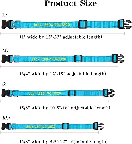 Miniatura 7 de Collar de perro bordado personalizado con nombre de identificación de cachorro y número de teléfono de mascota, collares básicos reflectantes para