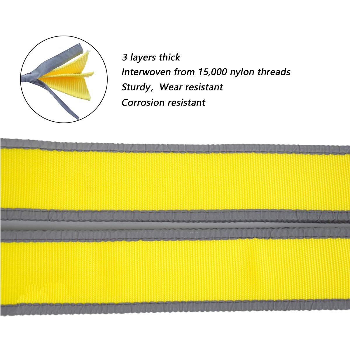 Coche Cuerda de Remolque, con 2 Ganchos de Seguridad y Guantes, Cuerda de Remolque de Alta Resistencia, Cuerda de Nylon de Alta Densidad, Engrosada 3 Capas (Size : 5m/10t)