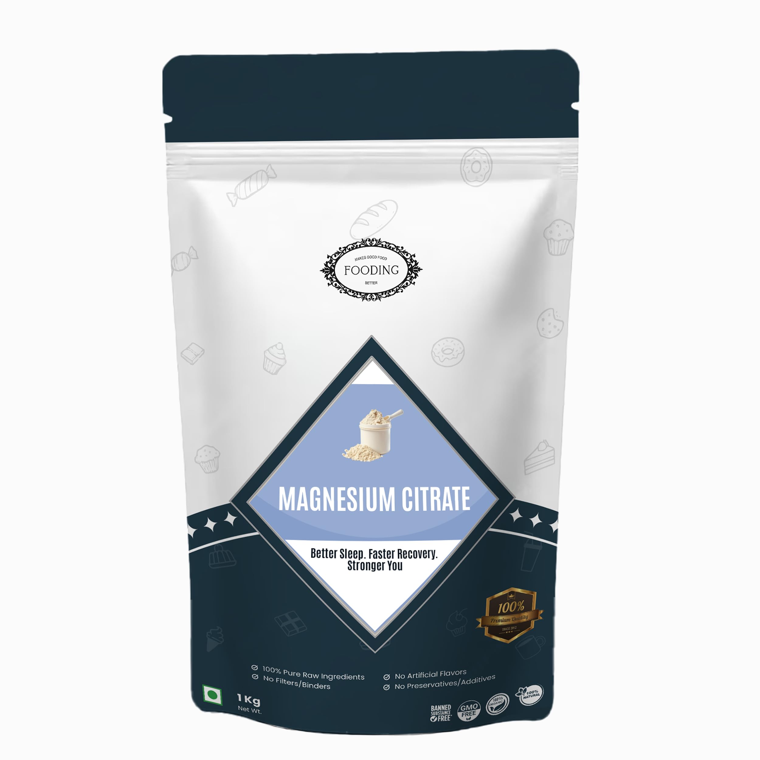 Magnesium Citrate Powder 1KG | 100% Pure & High Purity Food Grade Powder | Fast Dissolving, Unflavoured & Easy to Mix | Ideal for Daily Wellness, Fitness, Energy & Nutritional Support | No Added Sugar or Fillers