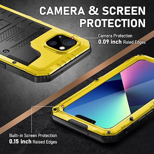 Miniatura 6 de Beasyjoy Funda impermeable para iPhone 13, funda de metal con protector de pantalla integrado, protección de cuerpo completo resistente, grado