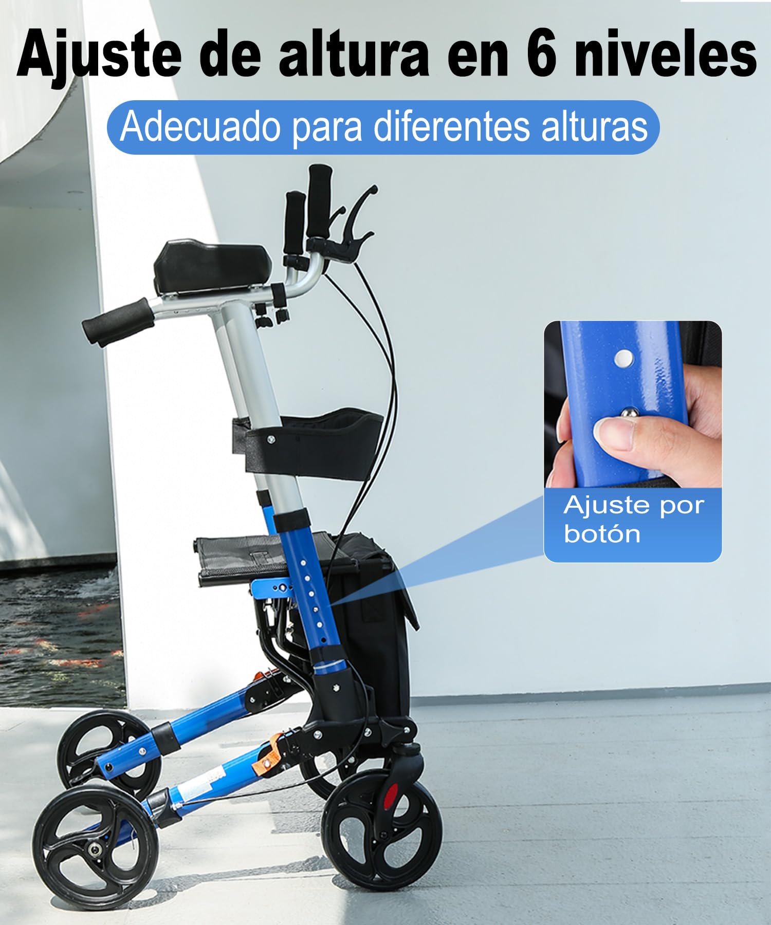 R2 Andador ligero y plegable de aluminio con apoyo ajustable para antebrazos, soporta hasta 150KG, un auxiliar ideal para personas mayores