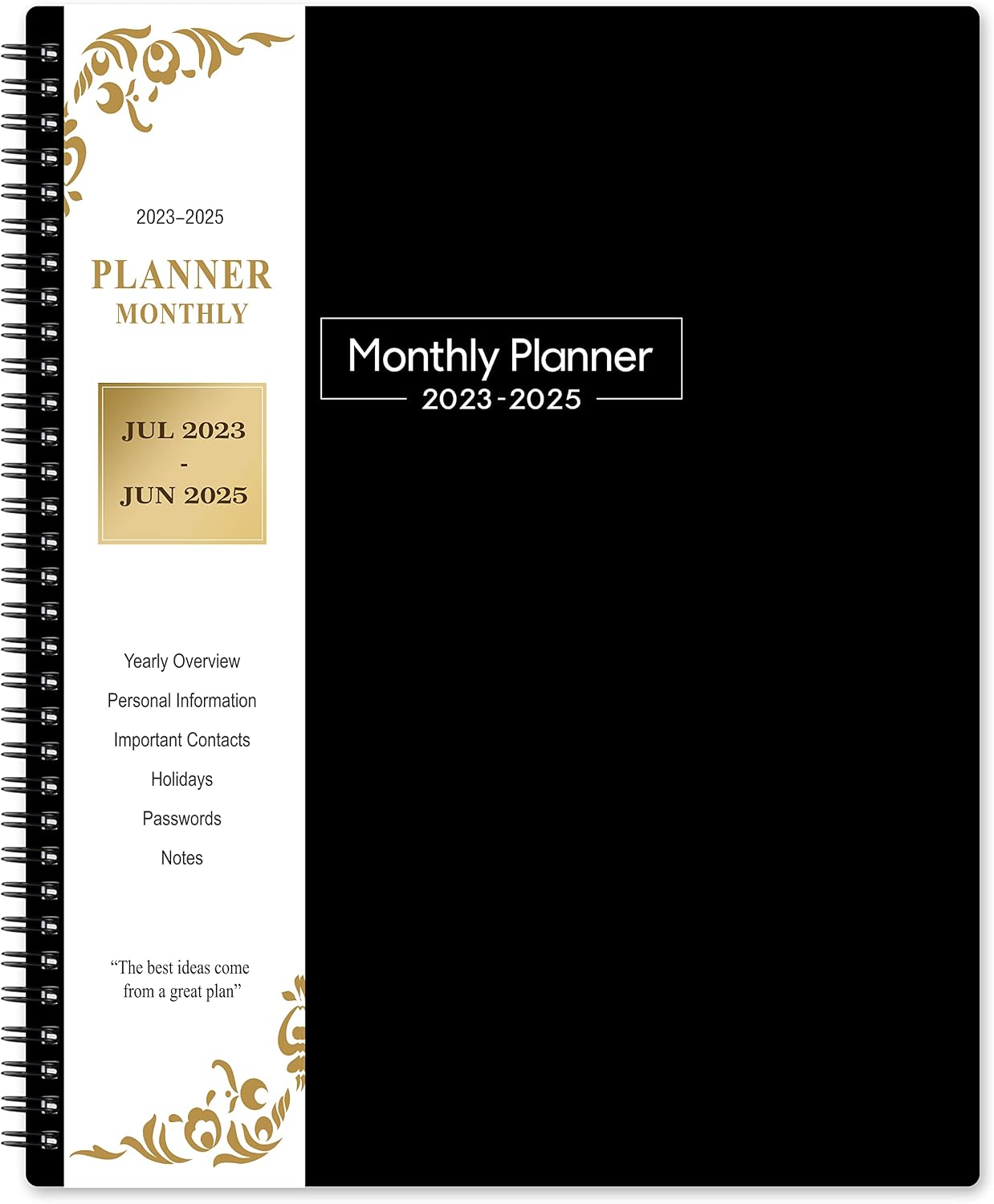 Monthly Planner 2023-2025 - 24 Monthly Planner from July 2023 to June 2025, Monthly Planner 2023-2025, 9.2'' x 11.4'' , Planner with Inner Pocket, 24 Monthly Tabs, Inner Pocket - Black