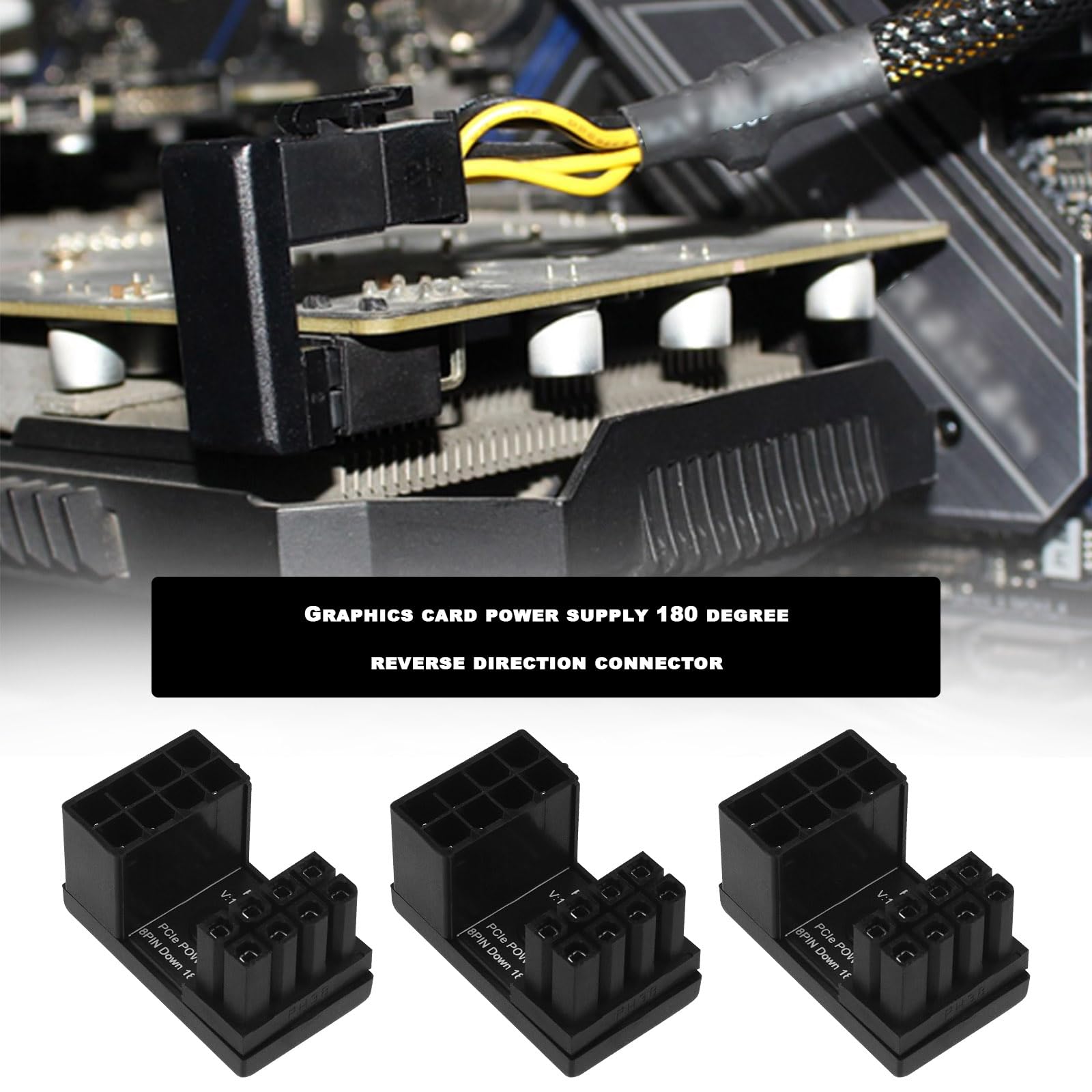 OTOTEC 3PCS ATX 8 Pin Maschio a Femmina 180 Gradi Angolo Adattatore GPU Giù Connettore Adattatore di Alimentazione Scheda Grafica Desktop Nero