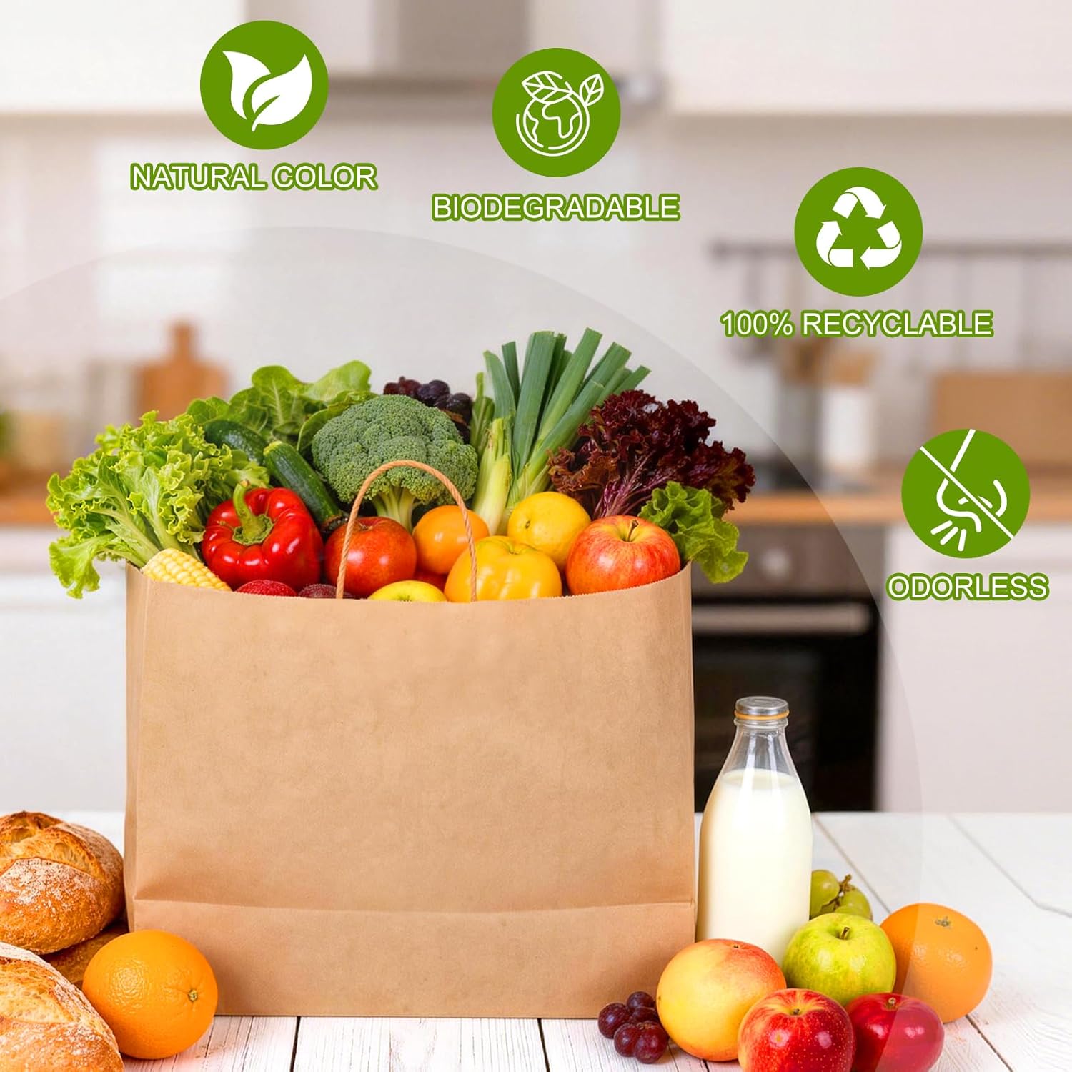 Jiomrzo 50 Pcs Large Brown Kraft Paper Bags with Handles (16x6x12 Inches) - Recycled Bulk Paper Bags for Small Business, Shopping, Gifts, Retail & Grocery - Image 4