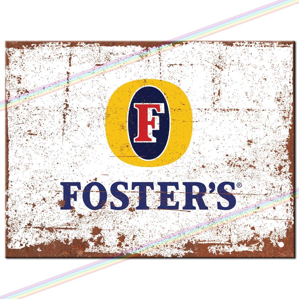 Metal Signs - Fosters Logo. Man Cave Tin Metal Sign Hanging Wall Plaque Kitchen Shed Garage. Small (15cm x 10cm)