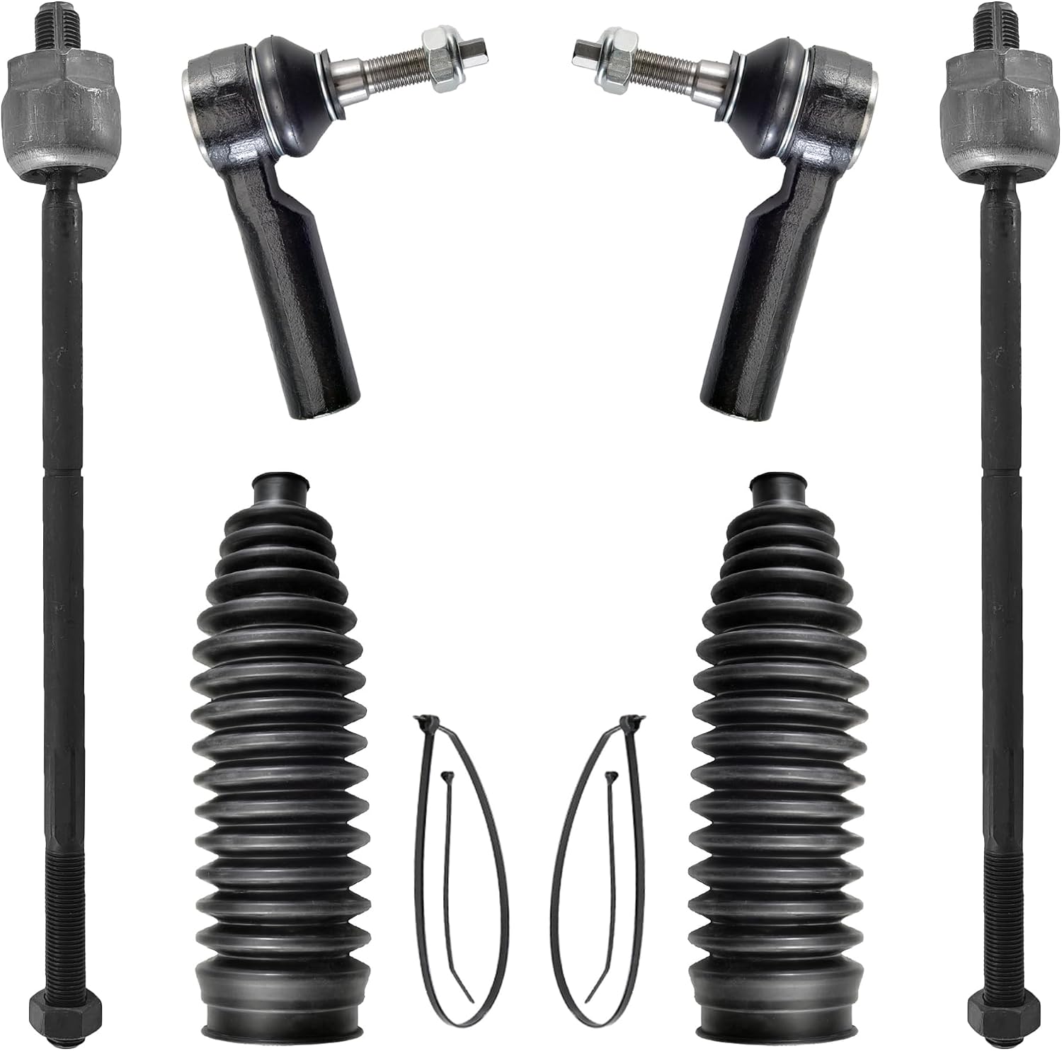 6pcs Front Steering Kit Tie Rod End Inner and Outer and Boots for Ford Mustang 2005 2006 2007 2008 2009 2010