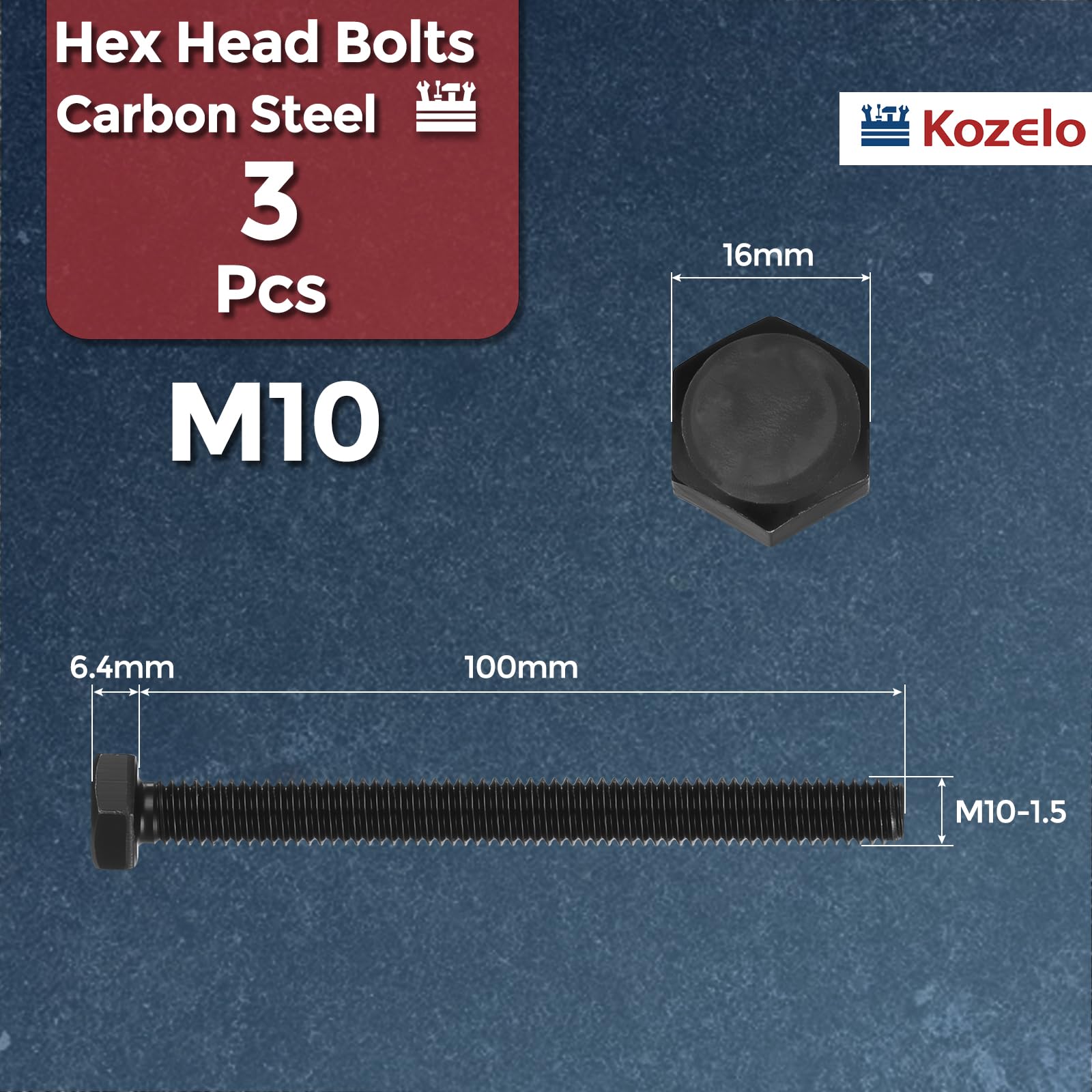 Kozelo 3 Pcs Hex Head Screws Bolts - Image 2