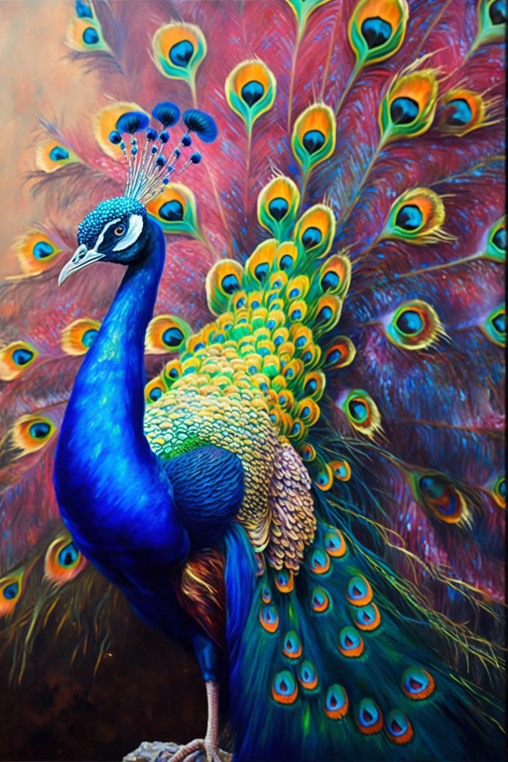 Amazon.com: Mimik Peacock Oil Painting Vintage Unframed Poster Art