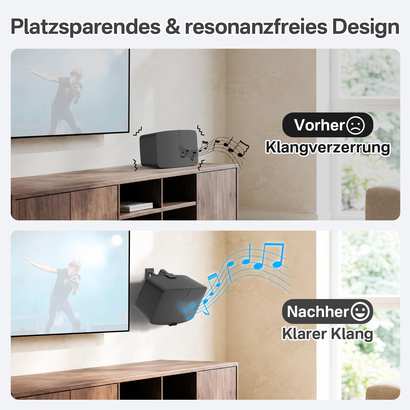 Supporti da parete per altoparlanti Sonos Five & Sonos Play 5 Gen 2, inclinabili e orientabili, struttura in metallo stabile fino a 15,9 kg, con cuscinetti antigraffio, materiale di fissaggio a parete