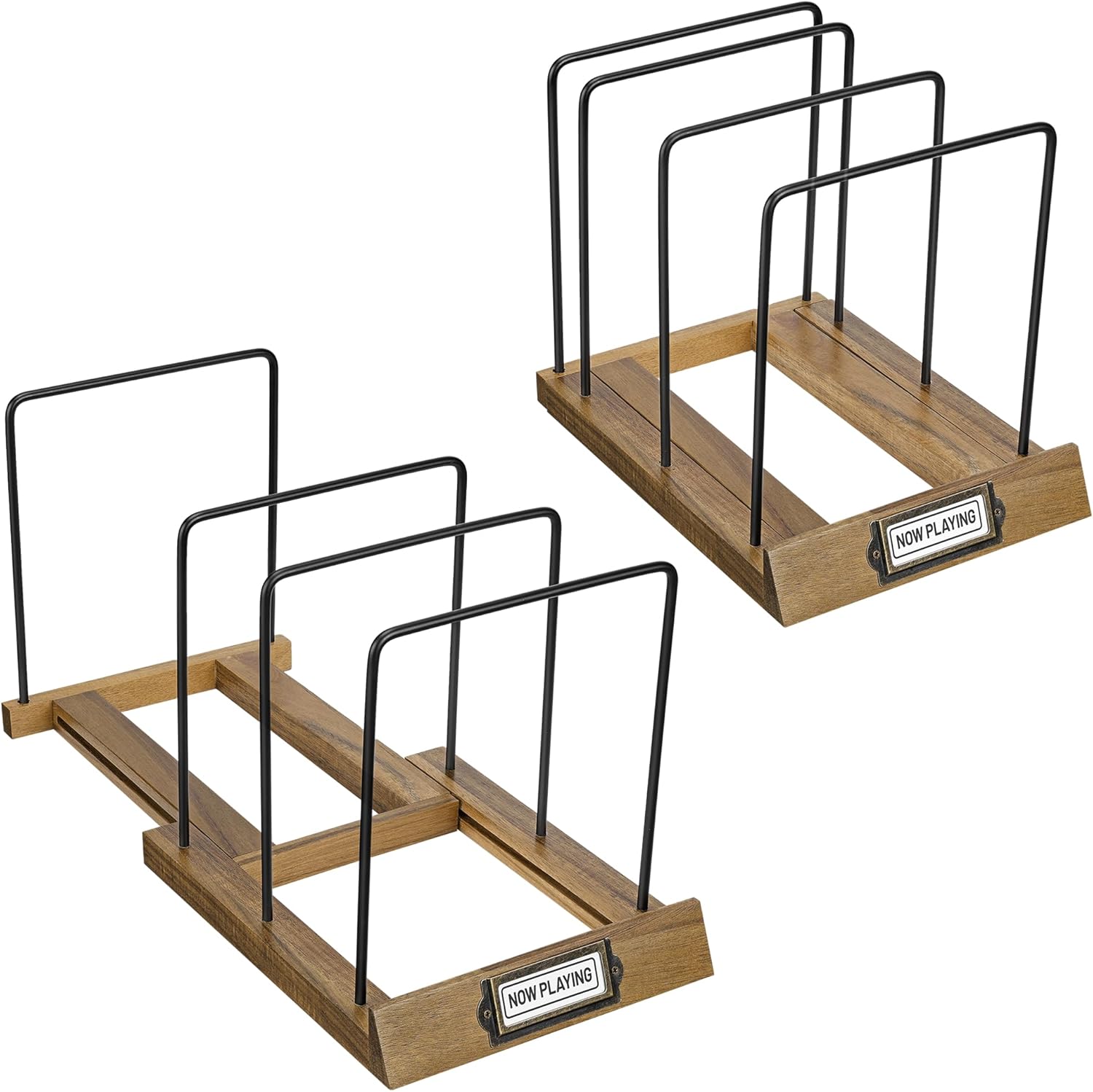 Big Fudge Vinyl Acacia Wood Expandable Record Storage - LP Album Rack & Scratch-Resistant Vinyl Holder Stand - For Record Collection Organisation and Display - Holds 50-75 Records