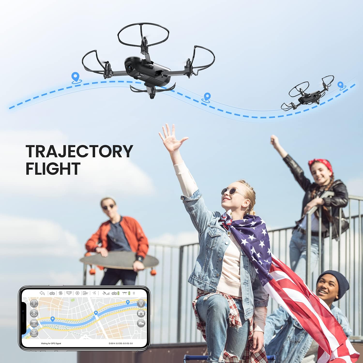 Super Big Clearance! Potensic Elfin 2K Drones with Camera for Adults Kids, FPV RC Foldable Quadcopters with Trajectory Flight, Gesture Control, Headless Mode, Altitude Hold, Live Video, 2 Battery and Carry Bag