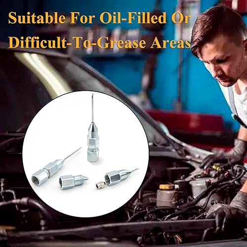 Miniatura 4 de 5 piezas de pistola de engrase, aguja de punta de la boca, adaptador de pistola de grasa para inyector, aguja extraíble dispensador de grasa, 2.76