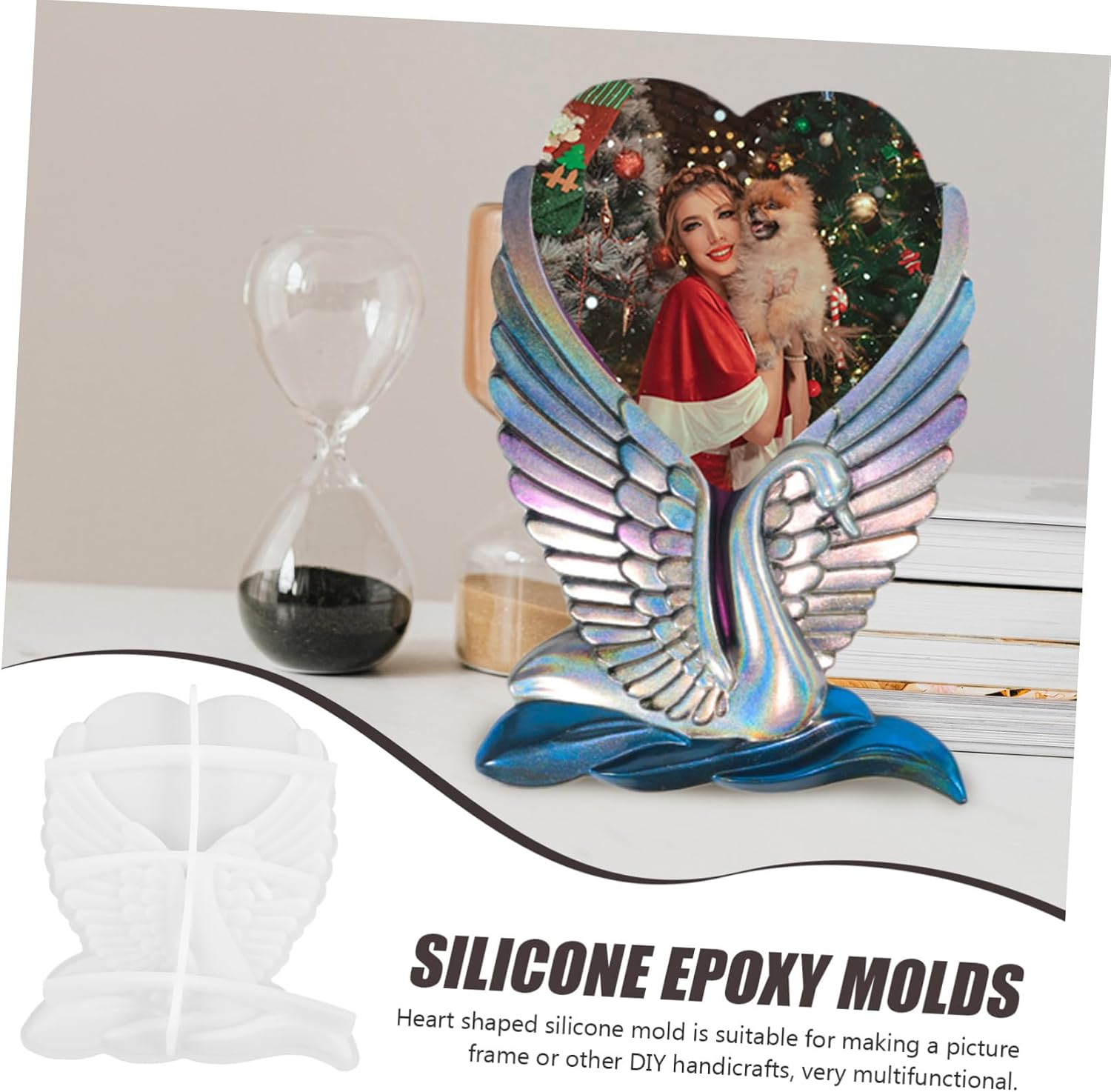 LIFKOME Swan Heart Photo Frame Silicone Mold for Epoxy Resin Crafting Reusable Non- Handmade and Home Decor