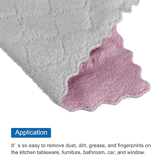Miniatura 9 de uxcell 18 paños de cocina de secado rápido, paños de limpieza de terciopelo coral para limpiar vajilla, cocina, baño, ventana de automóvil, color