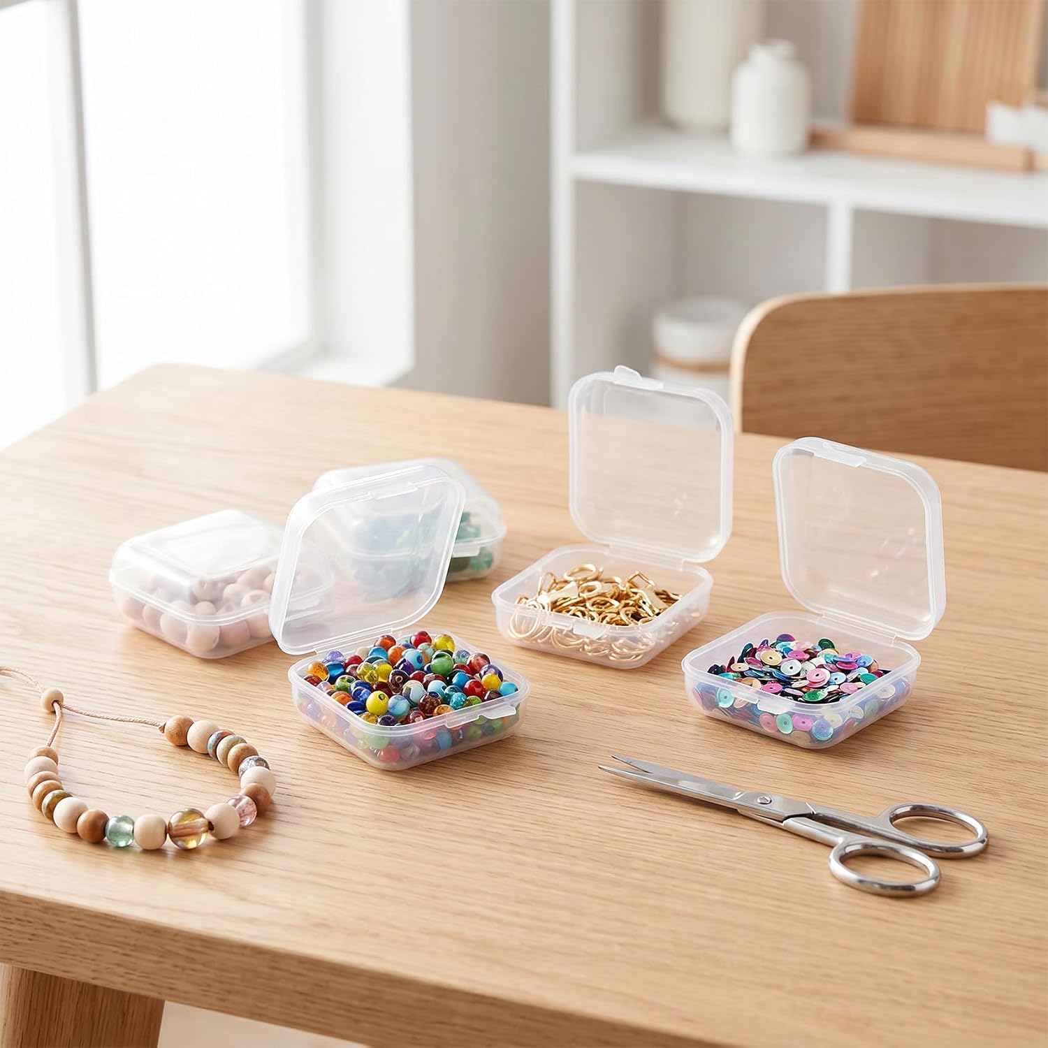 6pcs Plastic Ear Plug Cases Beading Storage, 1.8cm, Clear