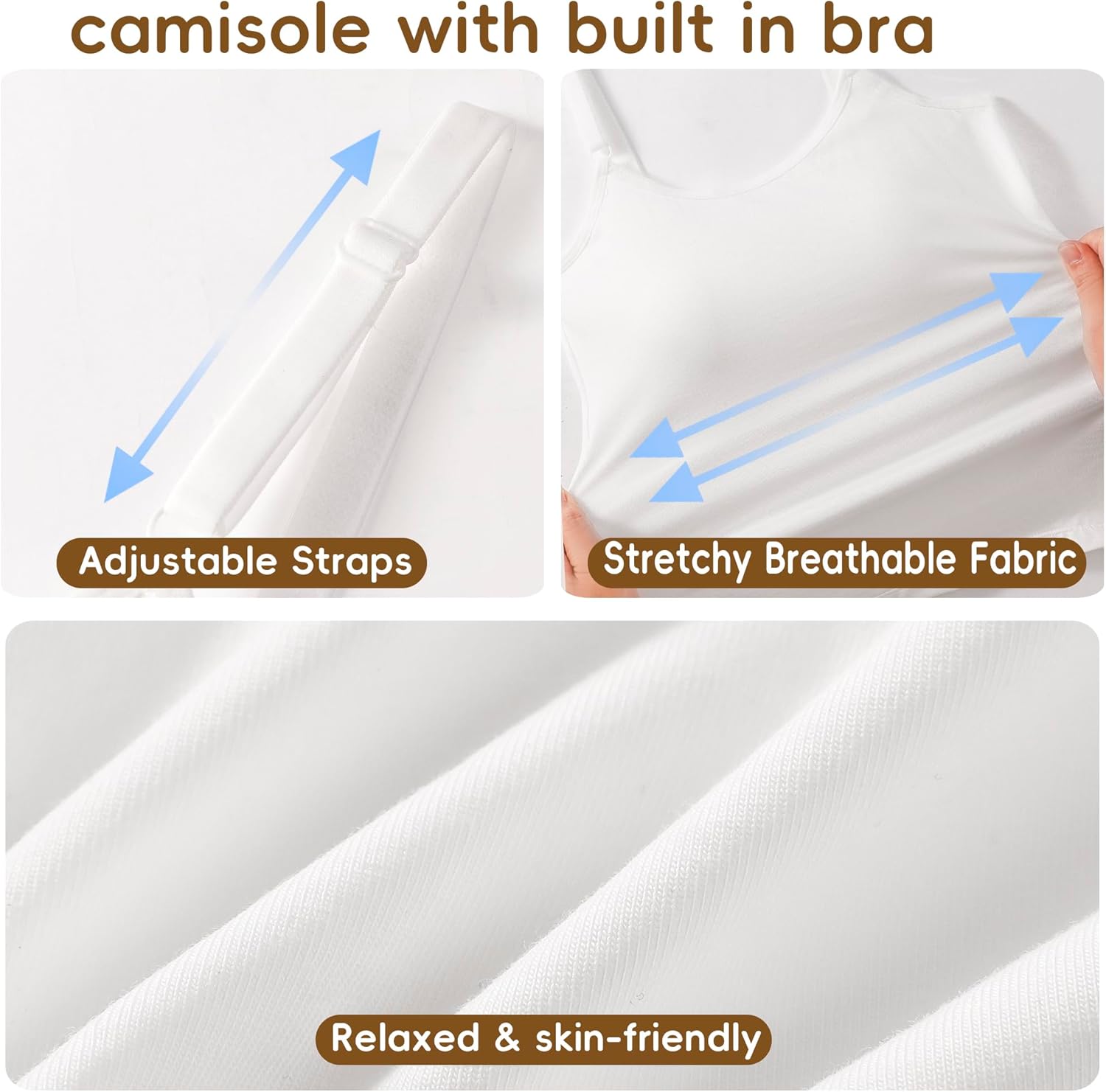 Training Bras and Camisole Tops for Girls, Built-in Bra, Adjustable Straps, 2-in-1 Sports and Daily Wear - Image 5