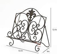 Vista 7 de Jemeni Soporte para libros de cocina de metal Fleur De Lis para cocina, acabado marrón antiguo