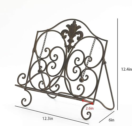 Miniatura 7 de Jemeni Soporte para libro de cocina, soporte de metal para libros de cocina, con acabado marrón envejecido