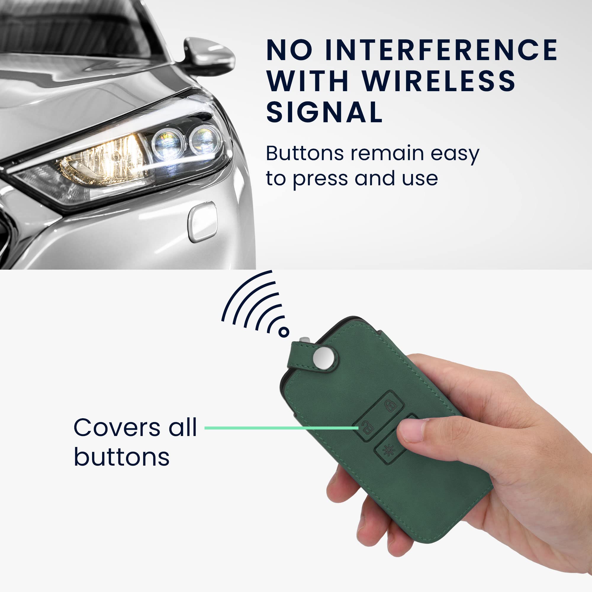 kwmobile Akcesoria do kluczyka samochodowego kompatybilne z Renault Smart Key 4-Button (tylko klawisze Keyless Go) - Etui na kluczyki samochodowe z nubuku - ciemnozielony