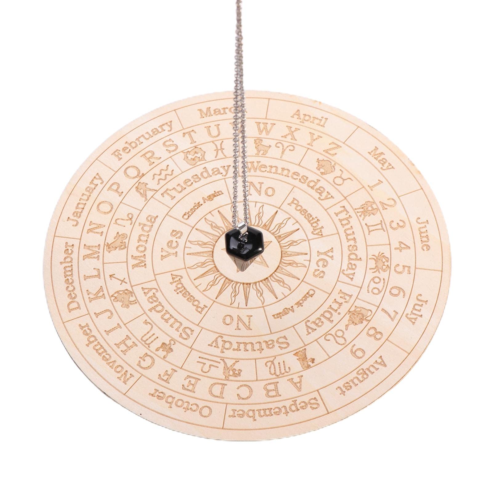 Planche Pendule Ouija En Bois Gravée - Kit Divination & Rituels Spirituels - 20 Cm - Accessoire Sorcellerie Wicca