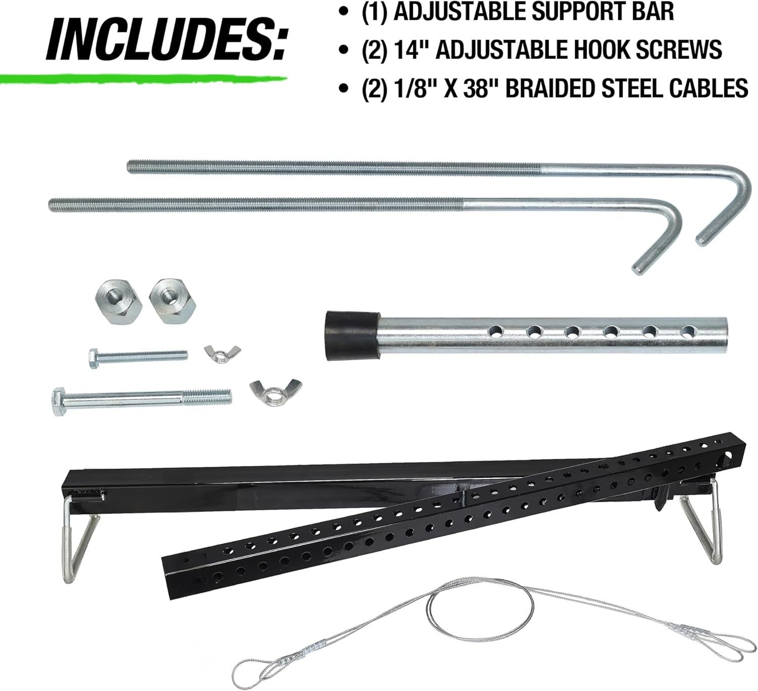 OEMTOOLS 24951 3 Point Engine Support Bar, Steel Construction, Transverse Engine Support Tool, Two Screw Hooks, Engine Bar Can Handle Off-Center Loads