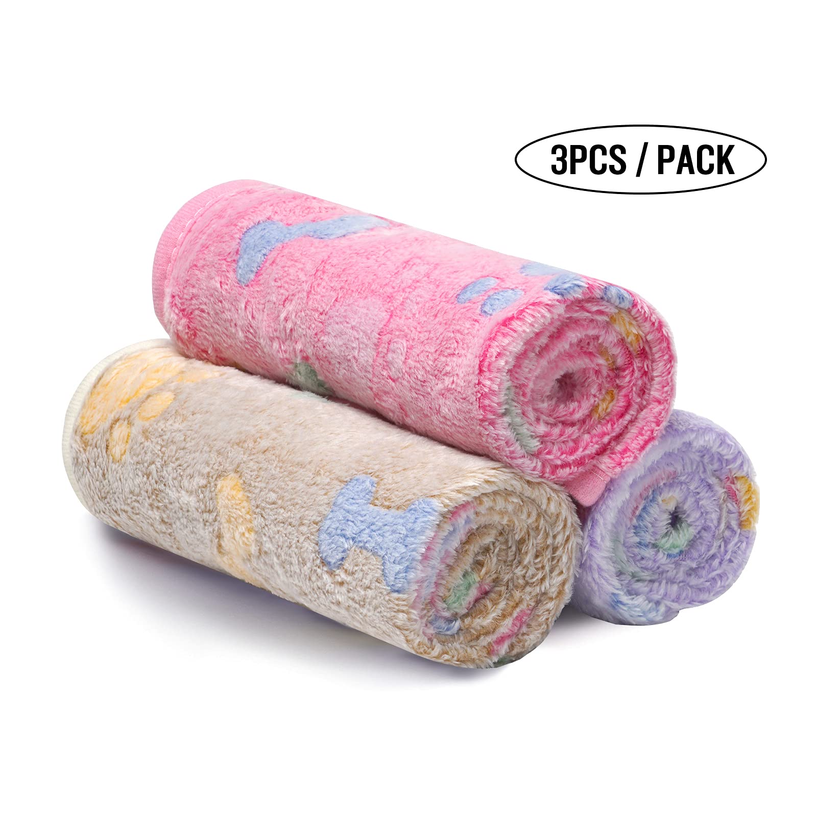 luciphia 3 Pezzi Coperta per Cane/Gatto Lavabile Soffice Durevole, Morbida e Calda Flanella,Osso,Small (60 * 40cm)