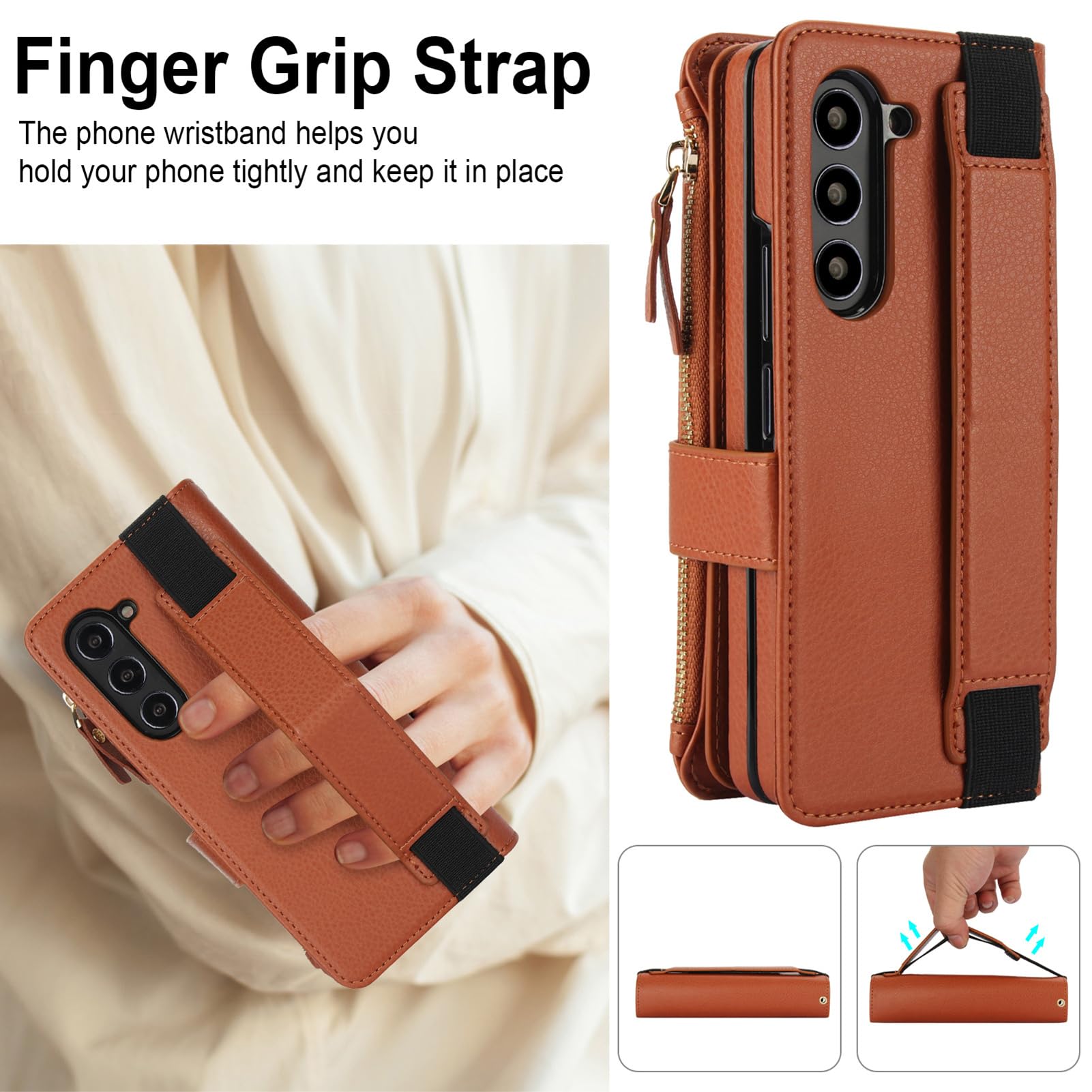 Portafoglio Cover per Samsung Galaxy Z Fold 8 Ultra, Cinturino Da Polso