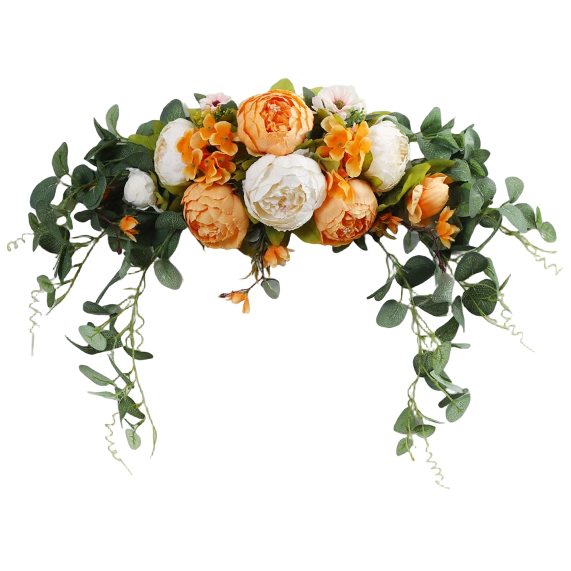Monwssoe Swags Hangers, Arch Flowers, Elegant Wedding Arch Flowers with Leaves, Artificial Floral Swag for Weddings, Home & Party Decorations, Orange