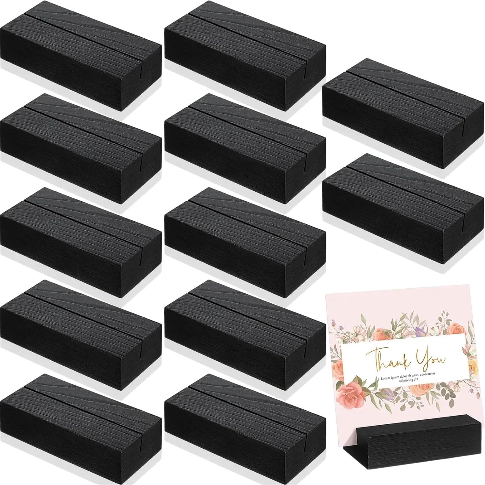 Soporte for números de mesa, 1-20 piezas, soportes for tarjetas de lugar de madera negra, soporte for números de mesa, nombre for eventos de fiesta de boda(12pcs)