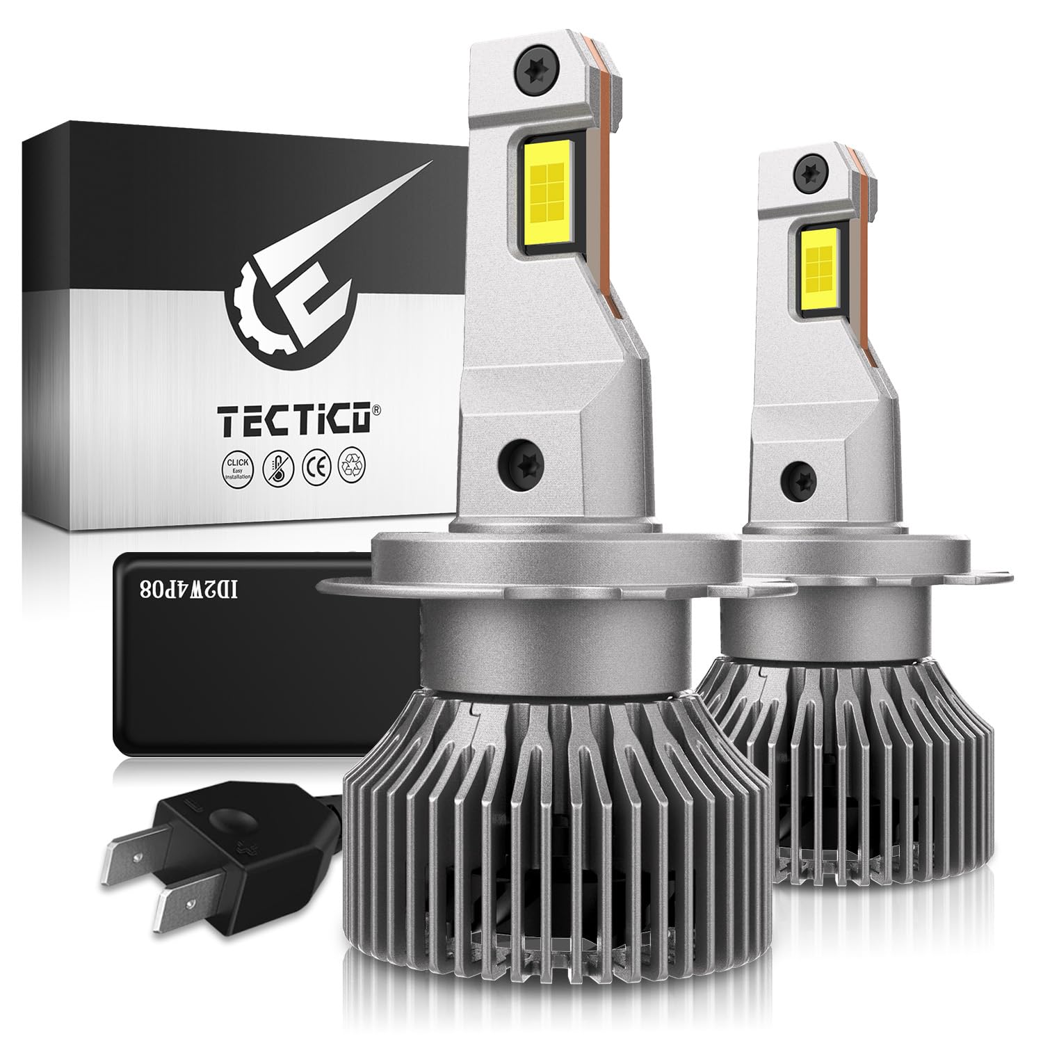 TECTICO LED H7 H18 Lampadine Fari Fendinebbia 12V 80W 12000LM Ultra Luce 6000K Bianco Freddo Canbus Kit di Aggiornamento Auto Perfetto, 2 Lampade