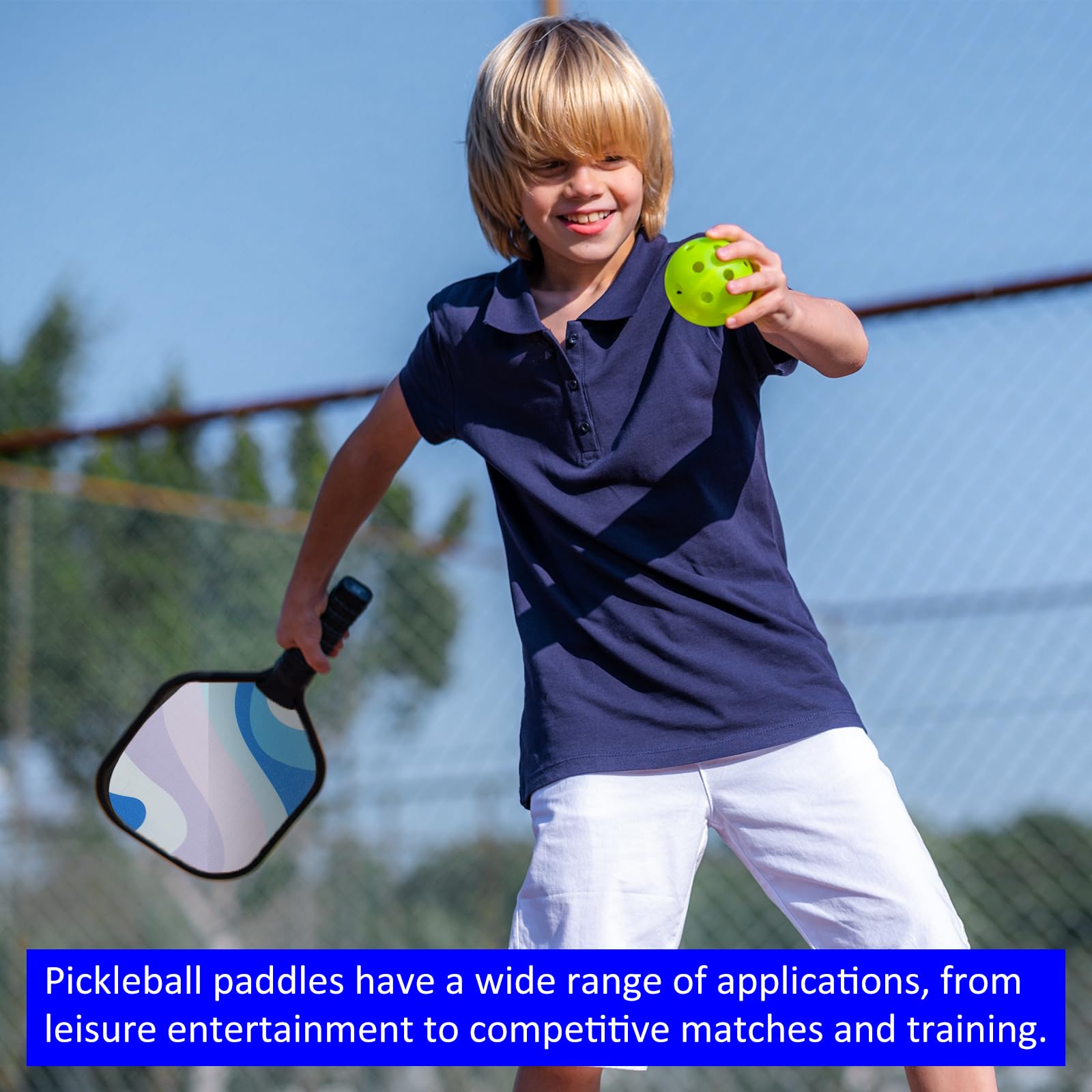 M METERXITY 2 Set Pickleball Paddles, USA Approved& Fiberglass Racquets with OverGrip, 4 Balls and Carry Bag, Apply to Outdoor Sporting (Black)