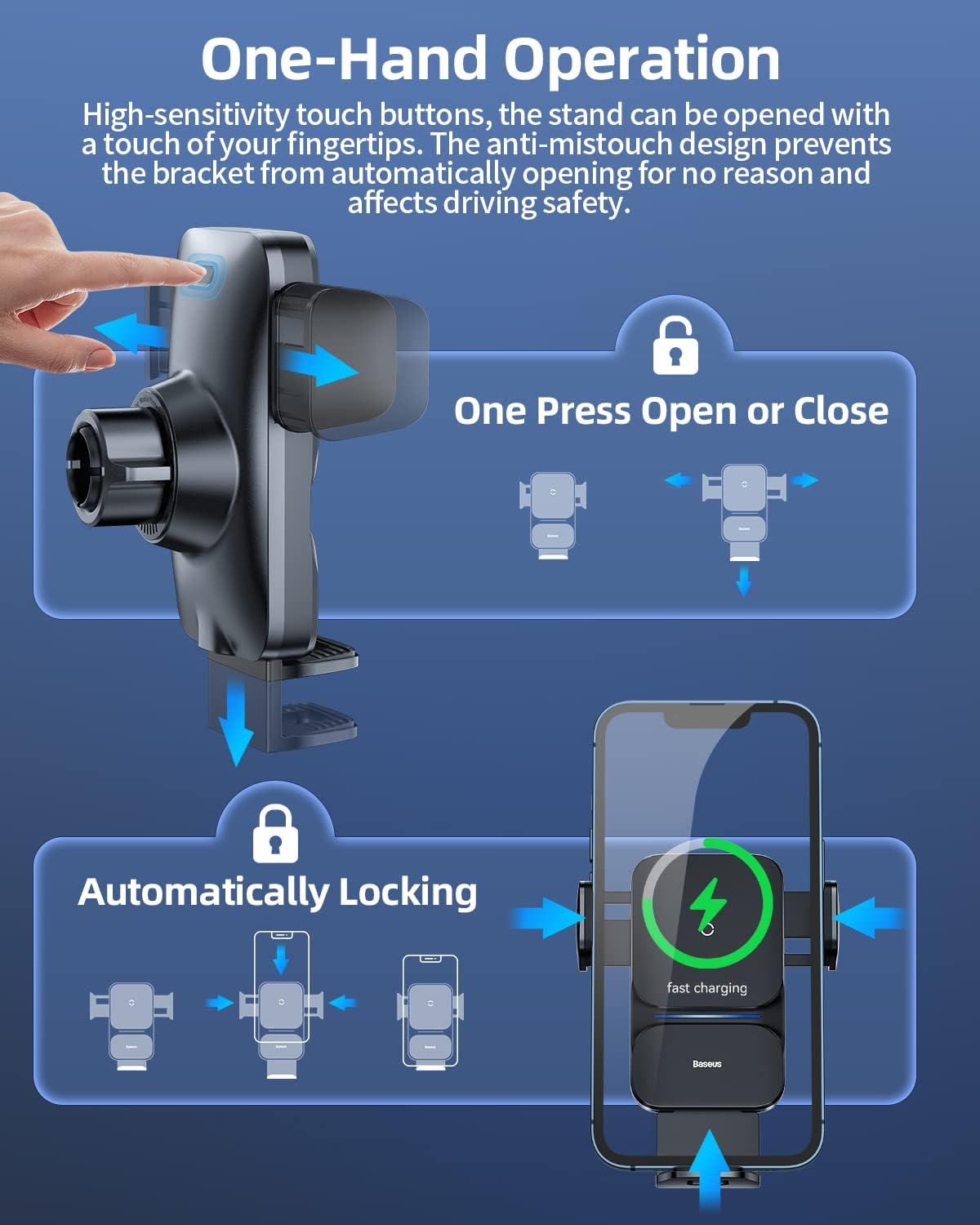 Baseus Car Charger One-Hand Operation